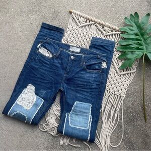 Free People Crochet Patchwork Jeans Size 26